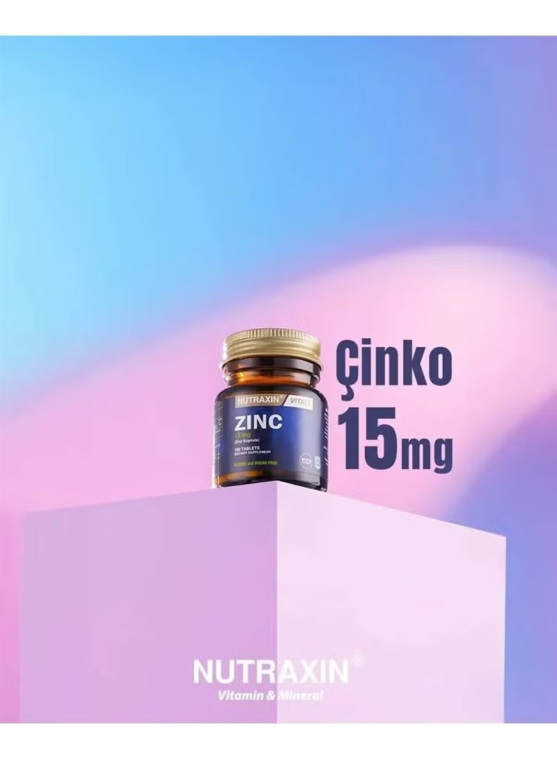 Nutraxin Zinc Sulphate for Immunity Boosting 15Mg 100 Vegan Tablets - Image 4